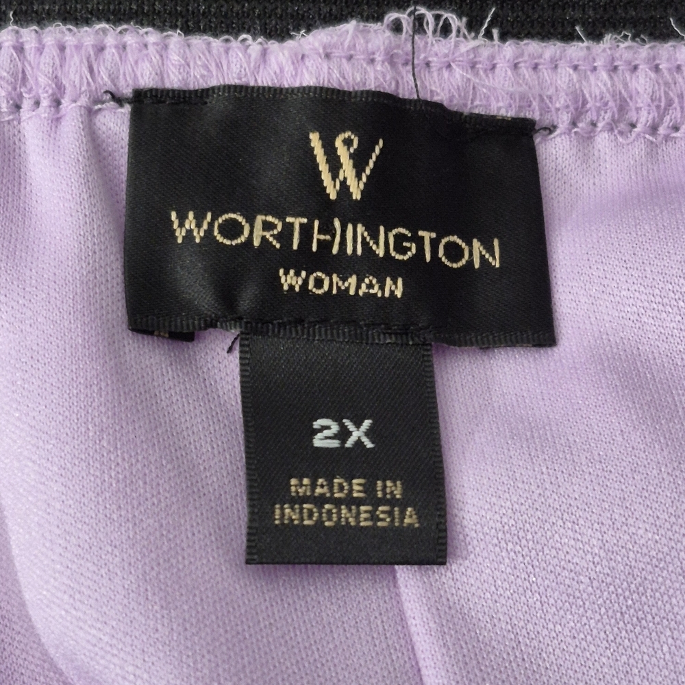 Worthington Woman Ladies Lilac Purple Pleated Midi Style Skirt Black Elastic Wai - Picture 4 of 5